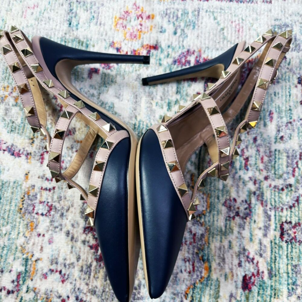 Valentino Black Rockstud Point Toe Heels - Picture 5 of 10